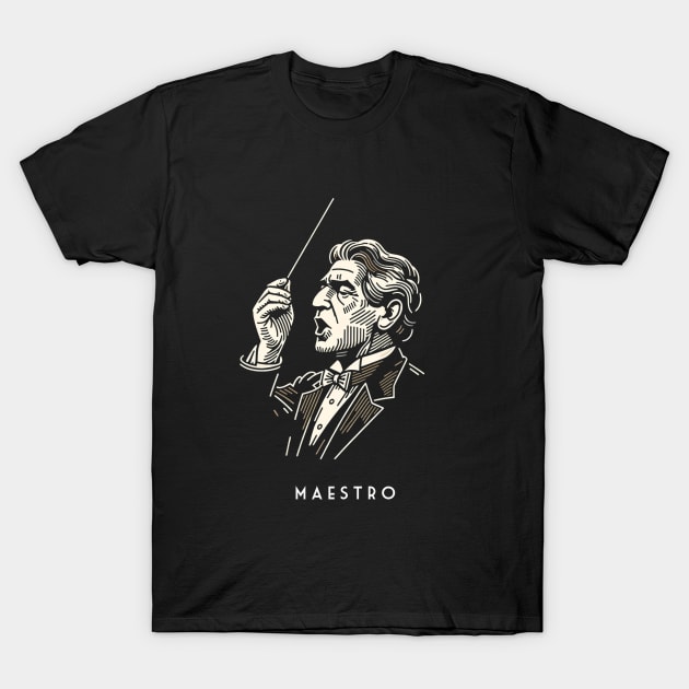 Maestro Movie - Vintage Line Art T-Shirt by Retro Travel Design